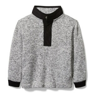 Janie and Jack Brushed Fleece Sweater Heather Grey Black Boys